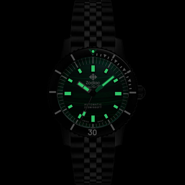 Zodiac SUPER SEA WOLF COMPRESSION Diver Men's Malachite 40mm Watch