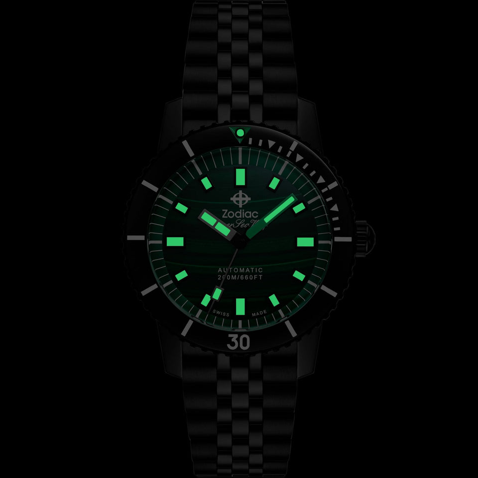 Zodiac SUPER SEA WOLF COMPRESSION Diver Men's Malachite 40mm Watch