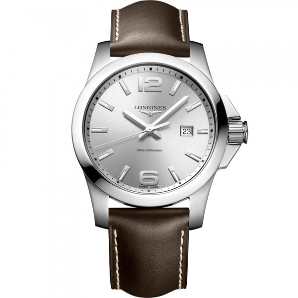 Longines Men's CONQUEST 43mm Brown Leather Quartz Watch