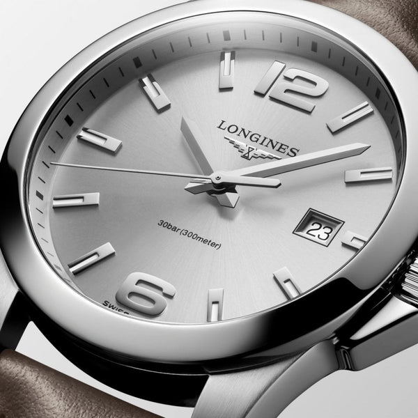 Longines Men's CONQUEST 43mm Brown Leather Quartz Watch