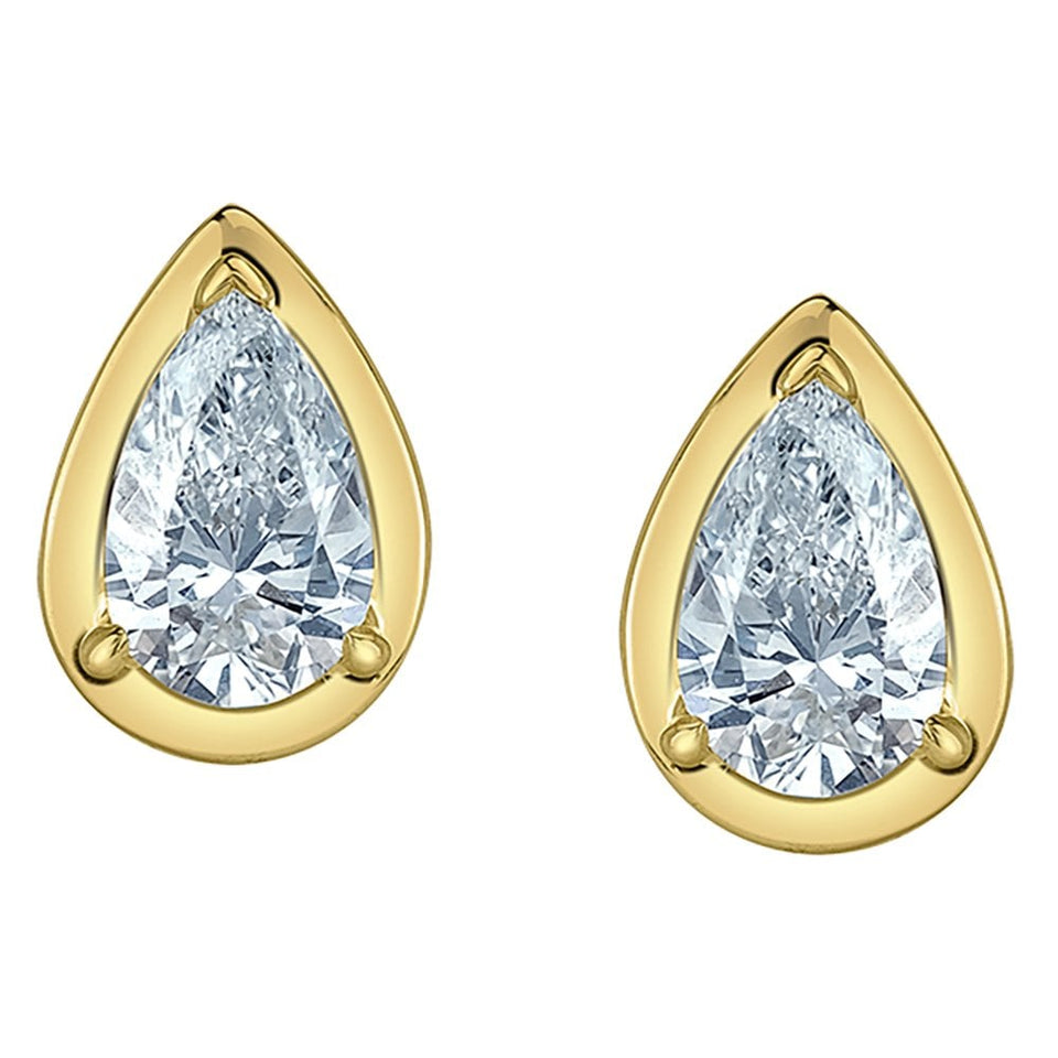 Francis & Gaye Ladies 9ct Gold Laboratory Created Diamond Pear Earring Studs