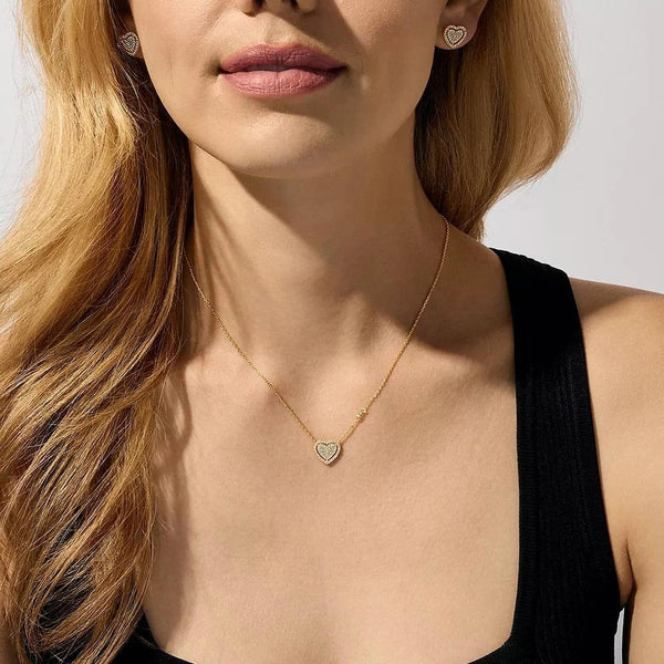 Michael Kors Ladies Premium Gold Plated Heart Necklace & Earring Set