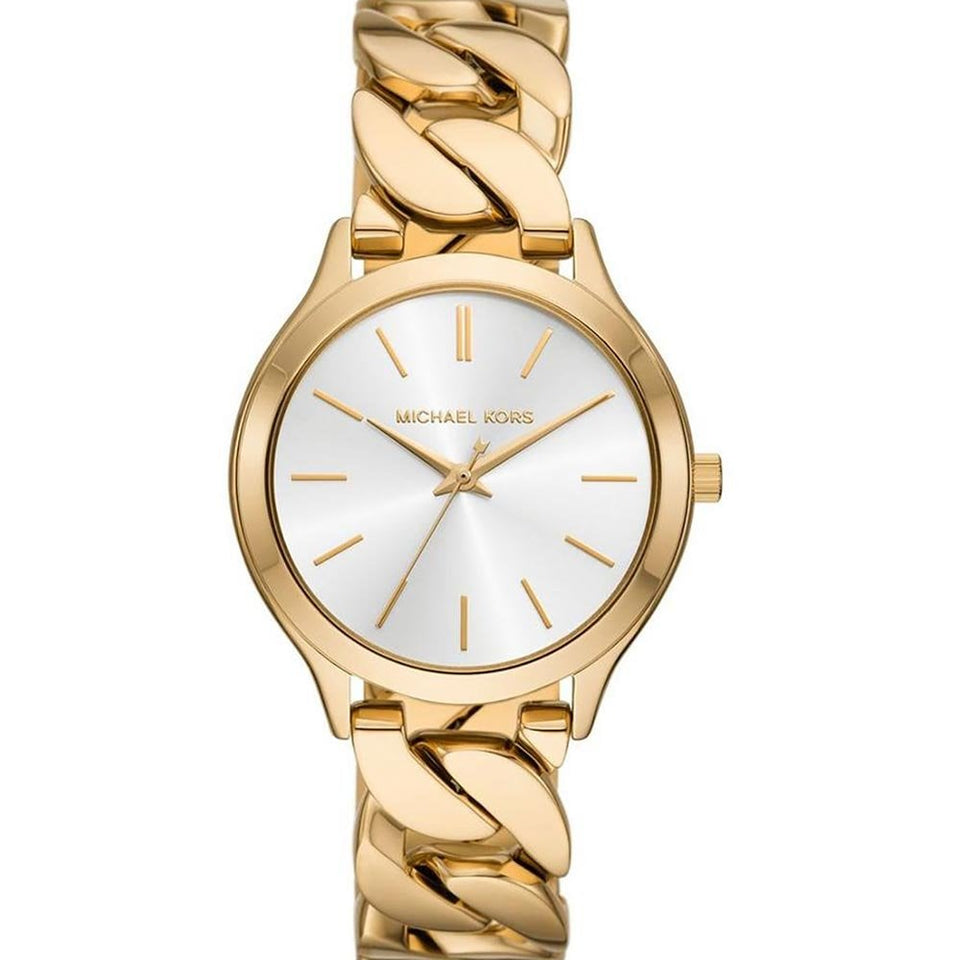Michael Kors Ladies Runway Gold Plated Chain Bracelet Watch