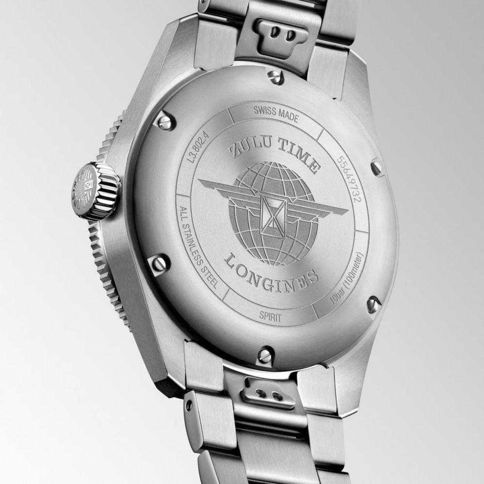 Longines Men's SPIRIT Zulu Time 39mm Ceramic Bezel Watch