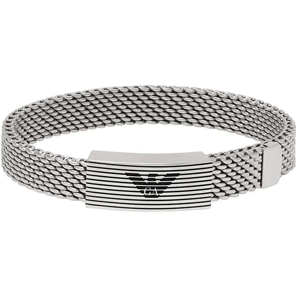 Emporio Armani Men's Eagle Logo Mesh Stainless Steel ID Bracelet