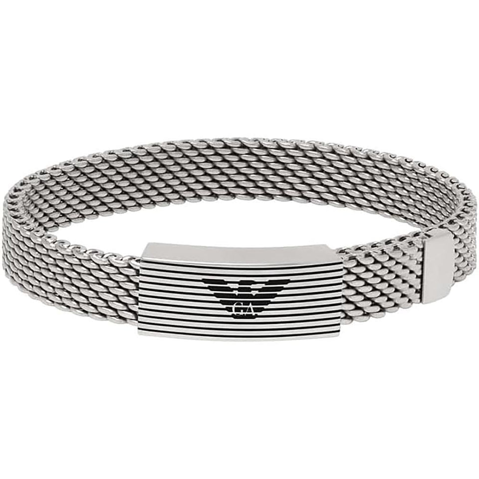 Emporio Armani Men's Eagle Logo Mesh Stainless Steel ID Bracelet