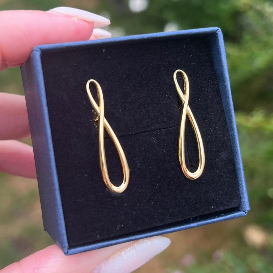 Francis & Gaye Ladies Gold Plated Stretched Infinity Earrings