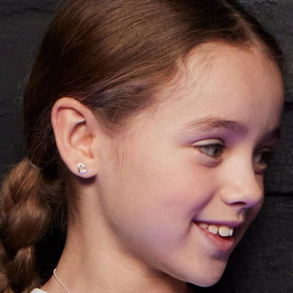 Little Star Girl's Elsie Open Heart Stud Earrings