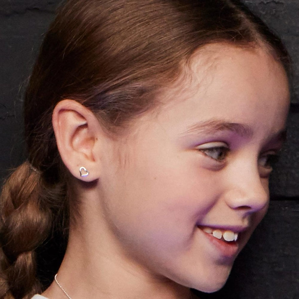 Little Star Girl's Elsie Open Heart Stud Earrings
