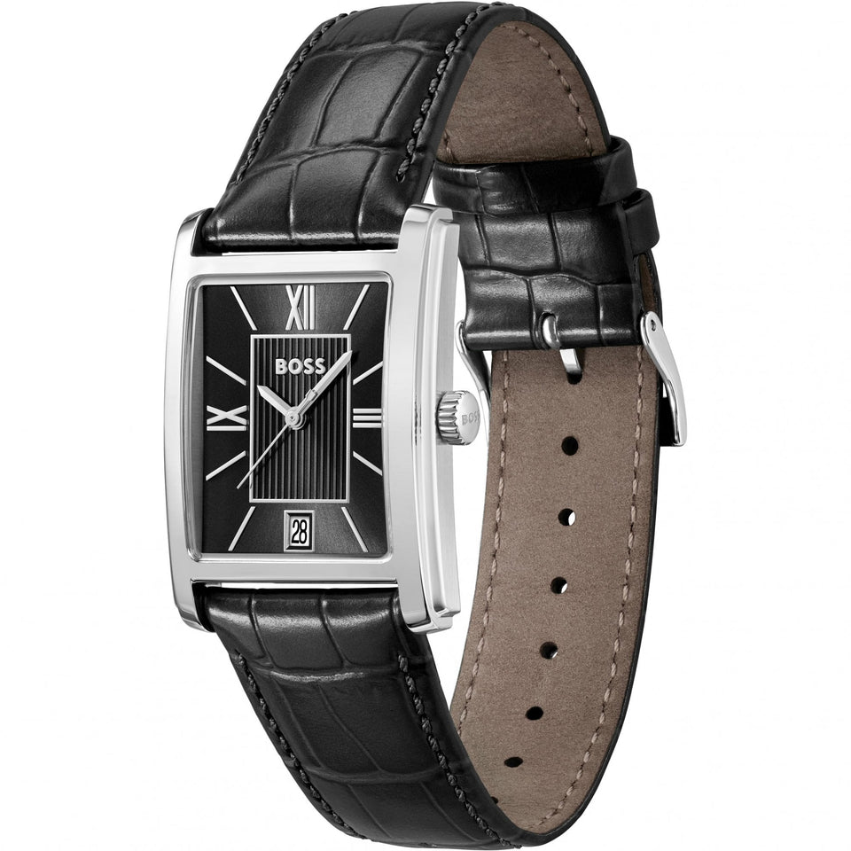 BOSS Men's PRINCIPLE DRESS Black Leather Strap Watch