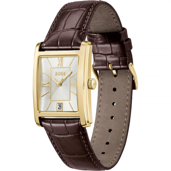 BOSS Men's PRINCIPLE DRESS Gold Toned Leather Strap Watch
