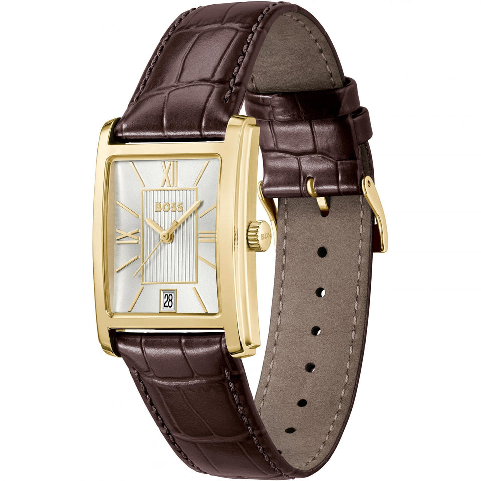 BOSS Men's PRINCIPLE DRESS Gold Toned Leather Strap Watch