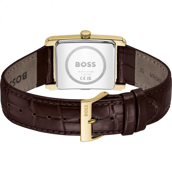 BOSS Men's PRINCIPLE DRESS Gold Toned Leather Strap Watch