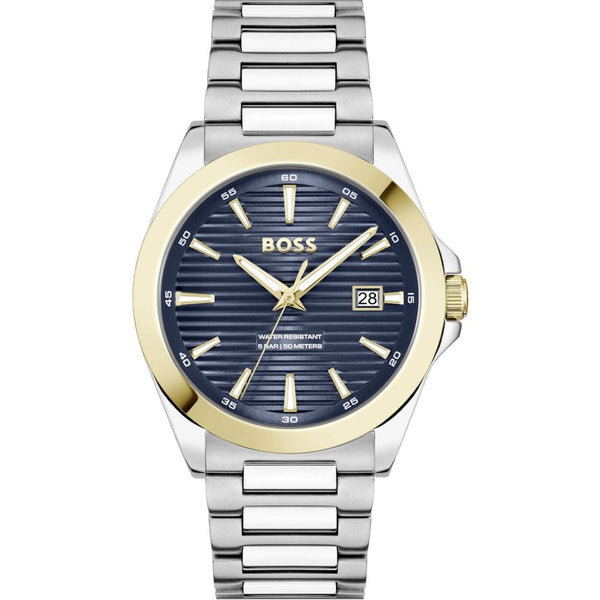 BOSS Men's STRIKE 41mm Blue Dial Bracelet Gift Set