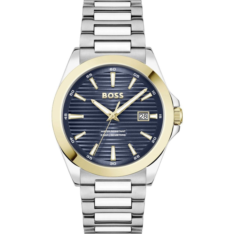 BOSS Men's STRIKE 41mm Blue Dial Bracelet Gift Set
