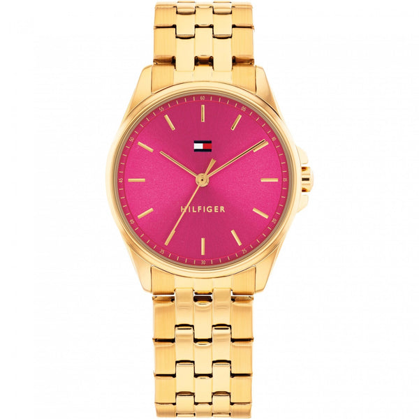 Tommy Hilfiger Ladies Jade Pink Dial Gold Toned Bracelet Watch