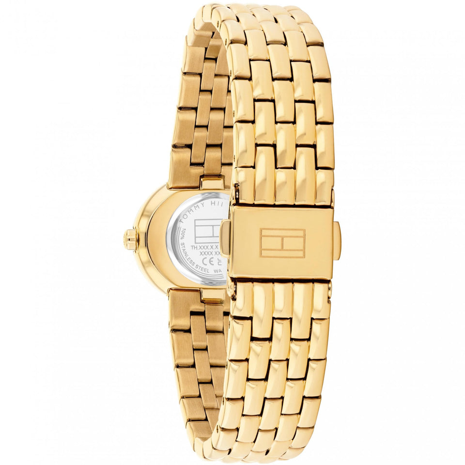 Tommy Hilfiger Ladies Moira Brown Dial Gold Toned Bracelet Watch