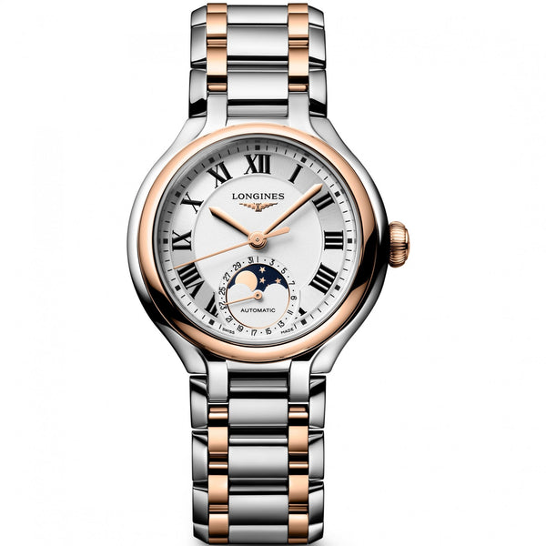 Longines Ladies PRIMALUNA Moonphase Rose Detail Automatic Watch