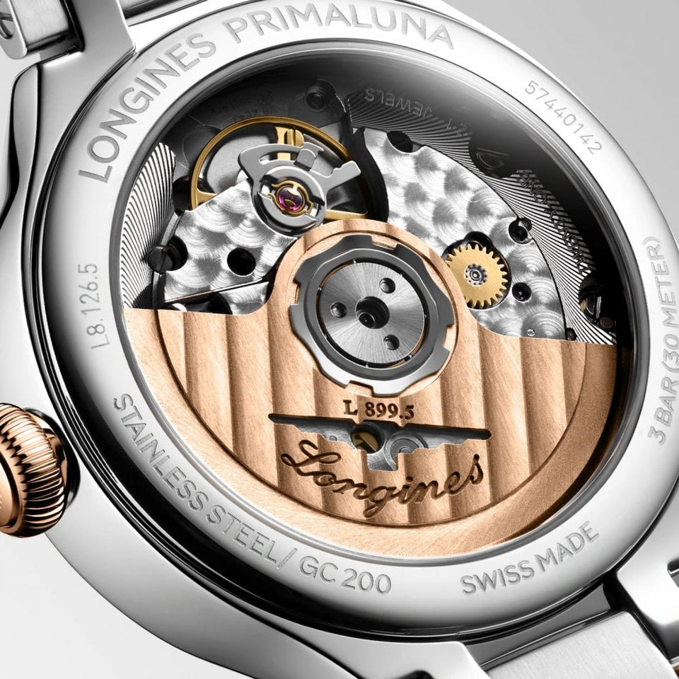 Longines Ladies PRIMALUNA Moonphase Rose Detail Automatic Watch