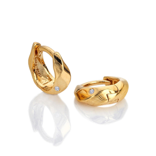 Hot Diamonds Ladies Golden Edit Ridge Huggie Hoop Earrings