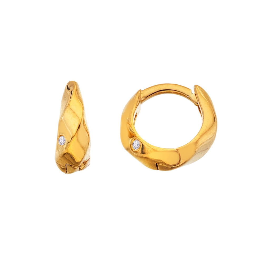 Hot Diamonds Ladies Golden Edit Ridge Huggie Hoop Earrings