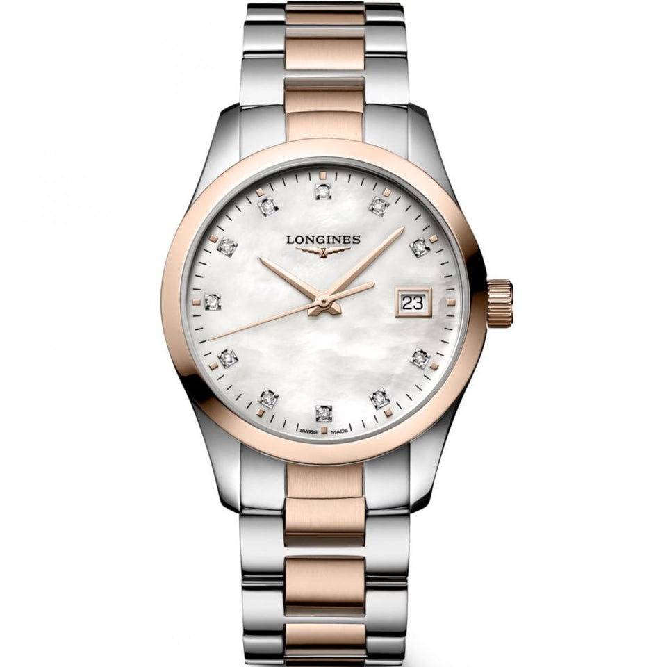 Longines Ladies Conquest Classic Diamond Set Rose Gold Watch