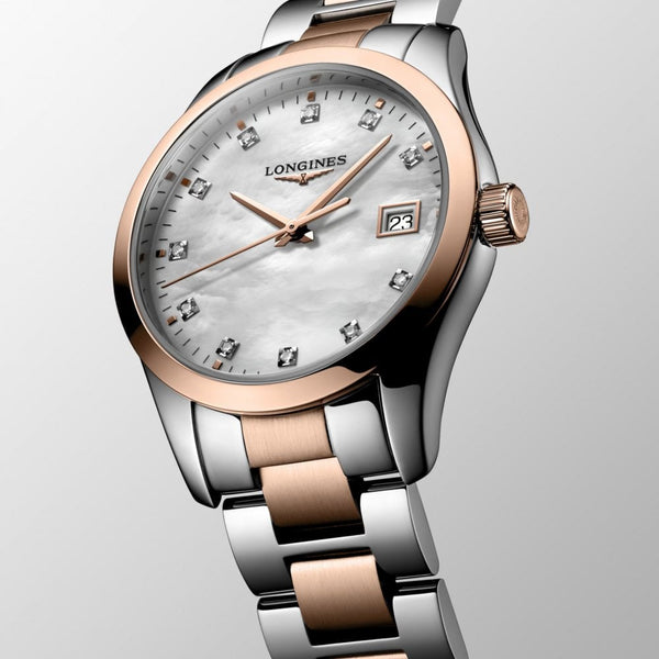 Longines Ladies Conquest Classic Diamond Set Rose Gold Watch