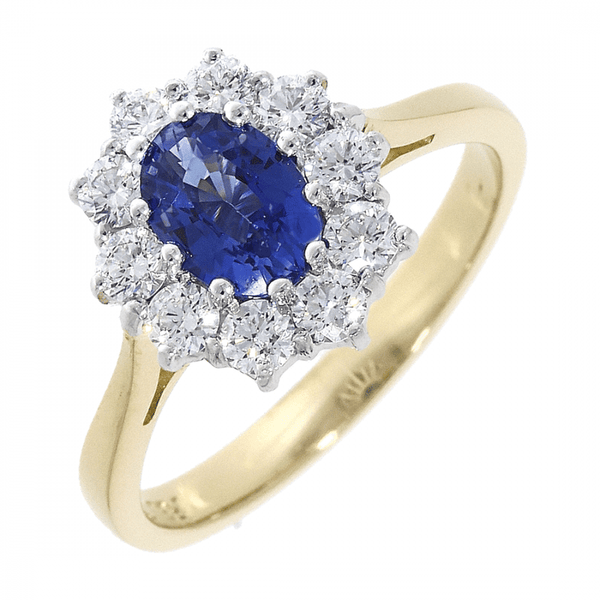 Francis & Gaye 18ct Gold 0.64ct Sapphire & Diamond Cluster Ring
