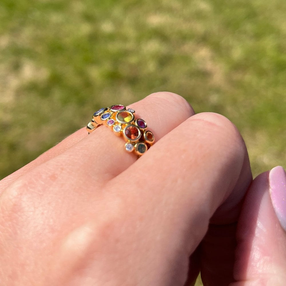 Francis & Gaye 18ct Gold Multi Sapphire & Diamond Ring