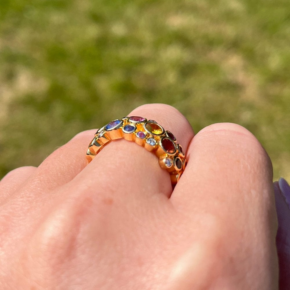 Francis & Gaye 18ct Gold Multi Sapphire & Diamond Ring