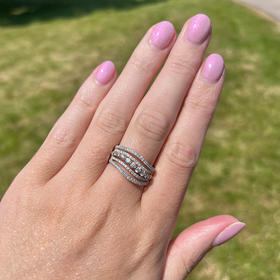Francis & Gaye 18ct White and Yellow Gold 5 Row Ring