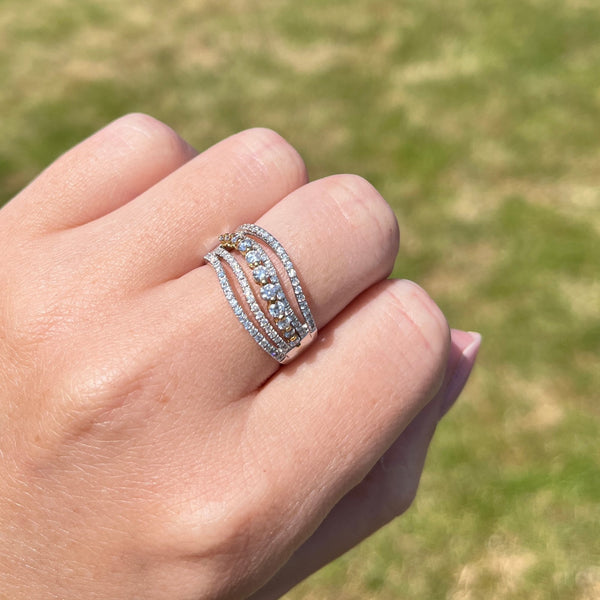 Francis & Gaye 18ct White and Yellow Gold 5 Row Ring