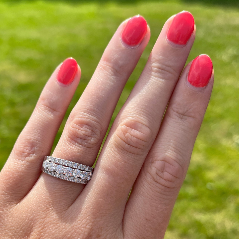 Francis & Gaye 18ct White Gold Three Row 1.25ct Diamond Ring