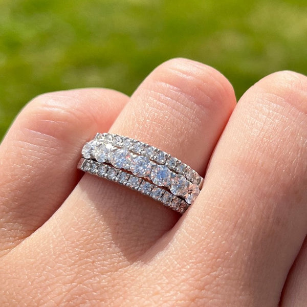 Francis & Gaye 18ct White Gold Three Row 1.25ct Diamond Ring