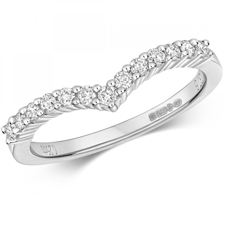 Francis & Gaye 9ct Gold 0.25ct Diamond Set Wishbone Ring