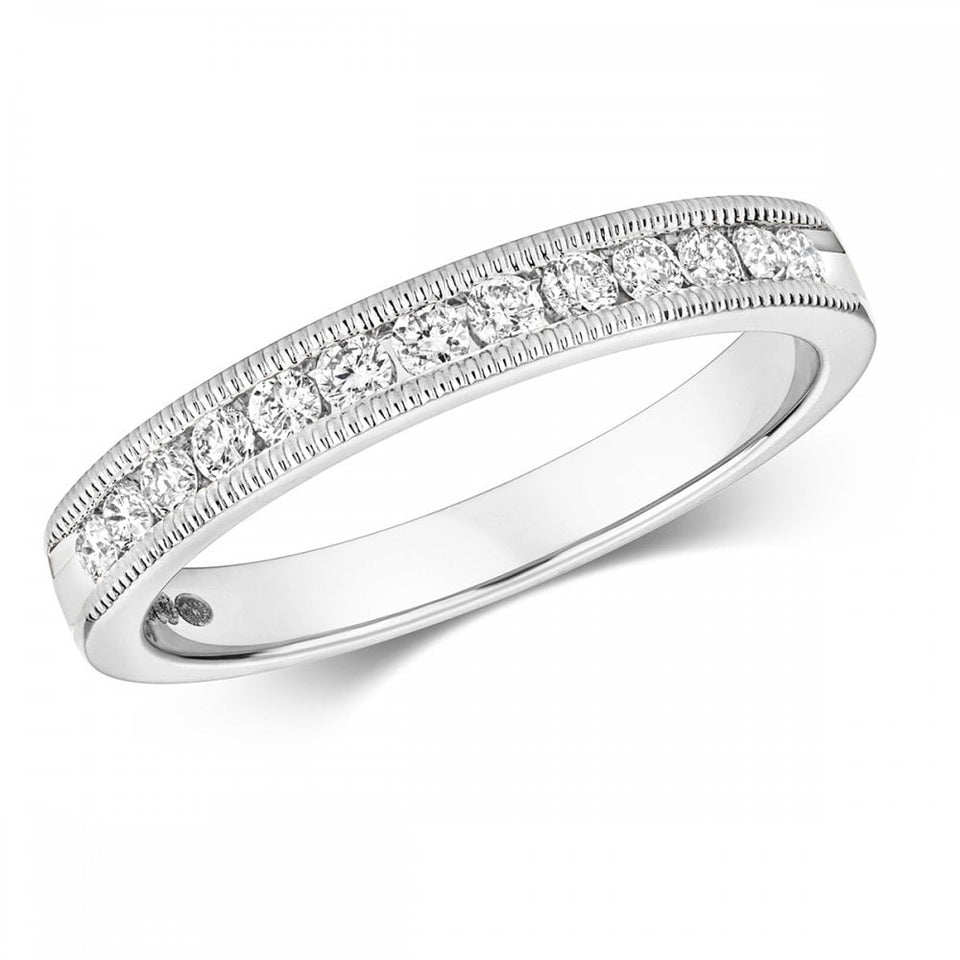 Francis & Gaye 9ct Gold 0.28ct Millgrain Half Eternity Ring