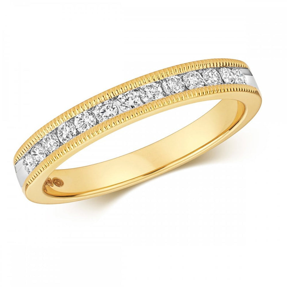 Francis & Gaye 9ct Gold 0.28ct Millgrain Half Eternity Ring