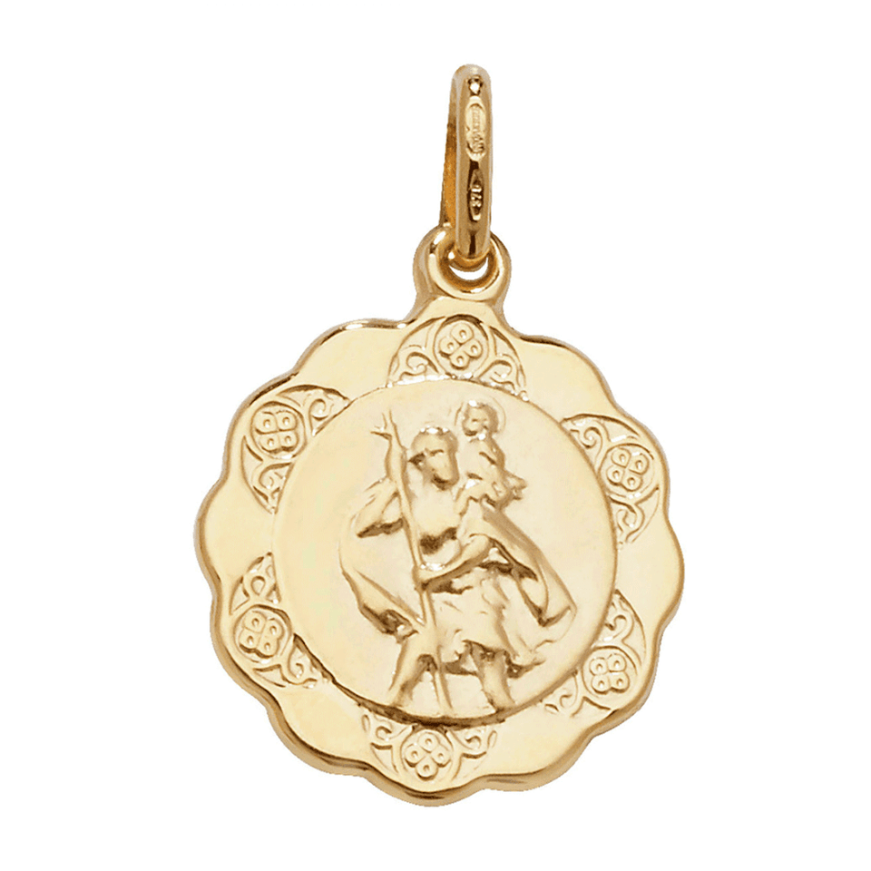 Francis & Gaye 9ct Gold (1.7cm) Hollow St Christopher Pendant