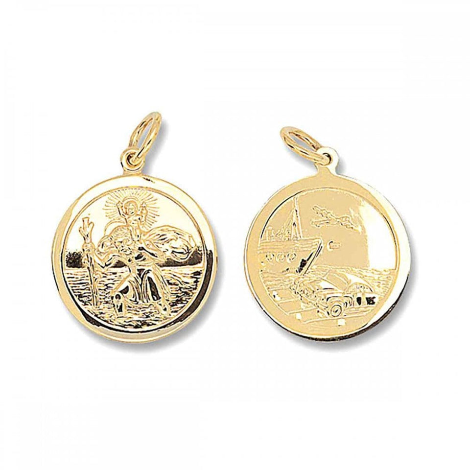Francis & Gaye 9ct Gold (2.3cm) Double Sided St Christopher Pendant