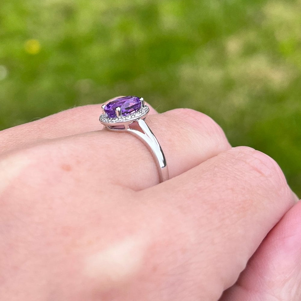 Francis & Gaye 9ct Gold Amethyst and Diamond Oval Cluster