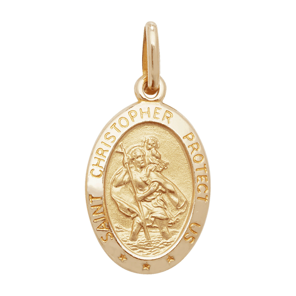 Francis & Gaye 9ct Gold Oval (1.2cm) St Christopher Pendant