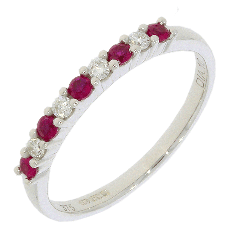 Francis & Gaye 9ct White Gold Ruby & Diamond Eternity Ring