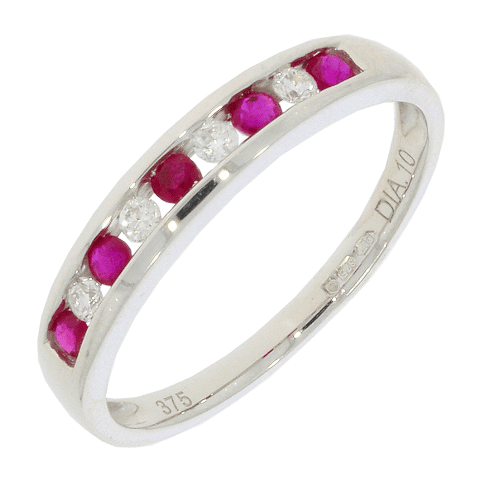 Francis & Gaye 9ct White Gold Ruby & Diamond Eternity Ring