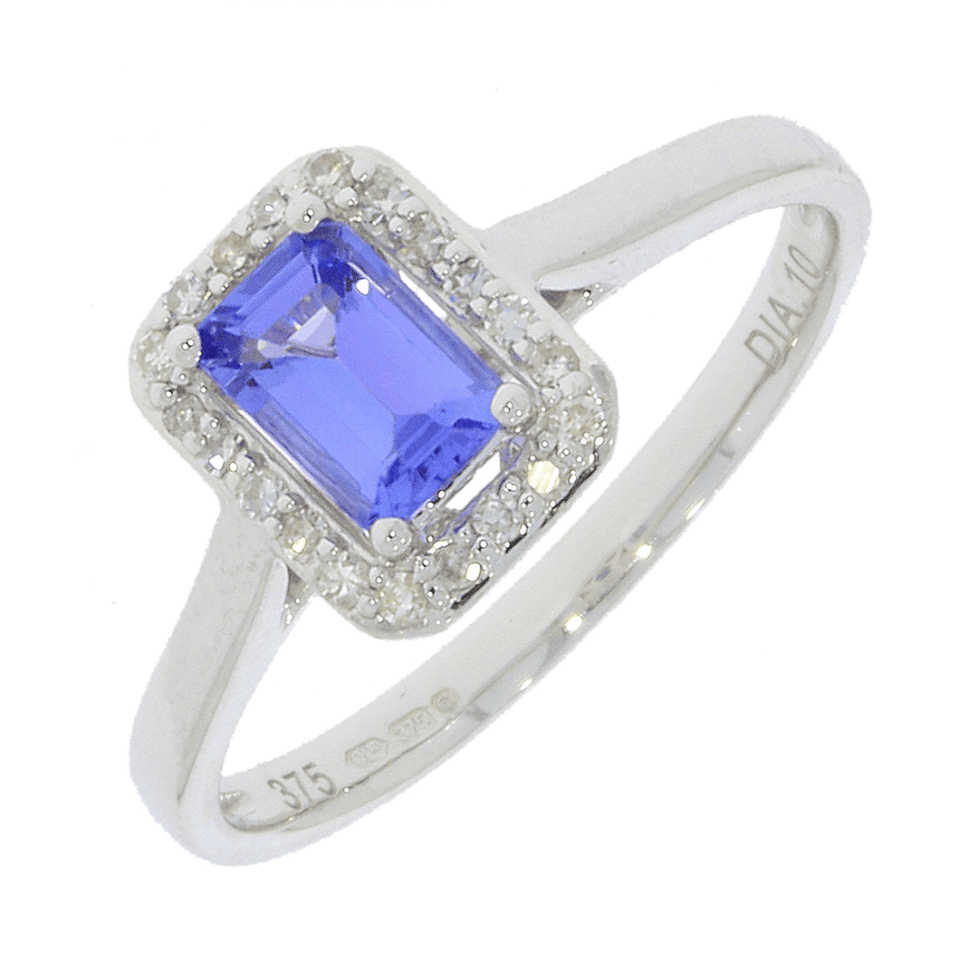 Francis & Gaye 9ct White Gold Tanzanite & Diamond Ring