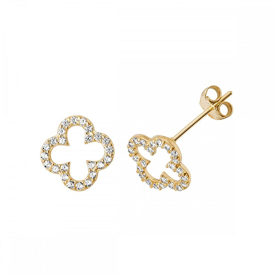 Francis & Gaye 9ct Yellow Gold Clover Stud Earrings