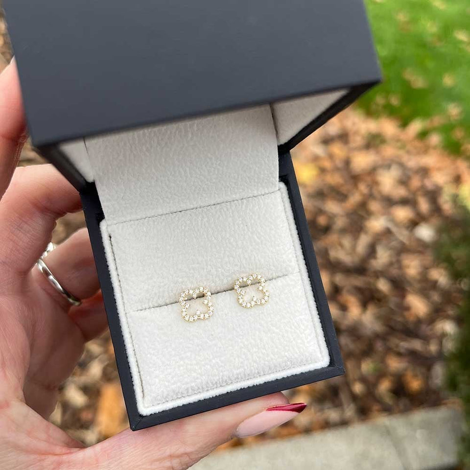 Francis & Gaye 9ct Yellow Gold Clover Stud Earrings