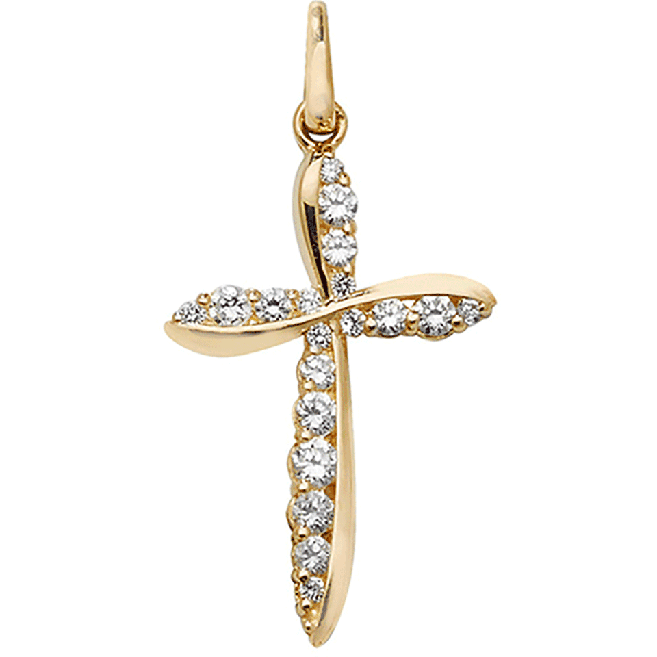 Francis & Gaye 9ct Yellow Gold Cubic Zirconia Cross Pendant