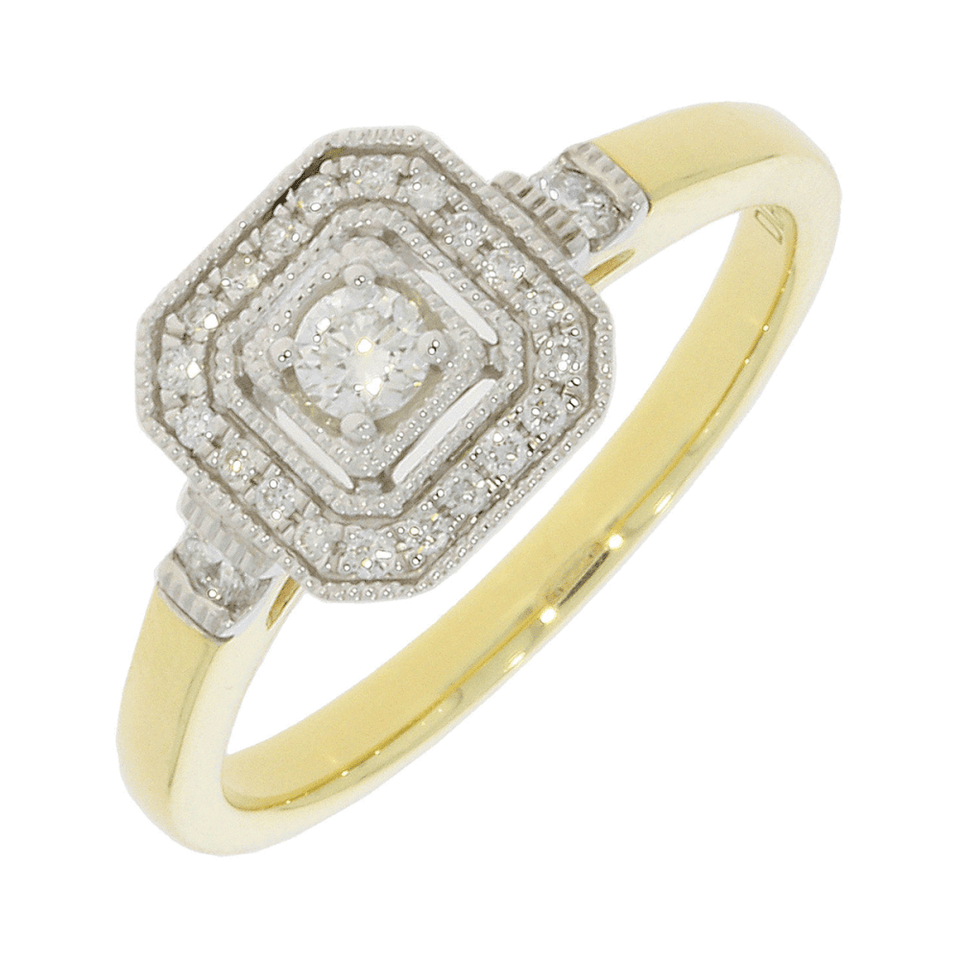 Francis & Gaye 9ct Yellow Gold Diamond Cluster Ring