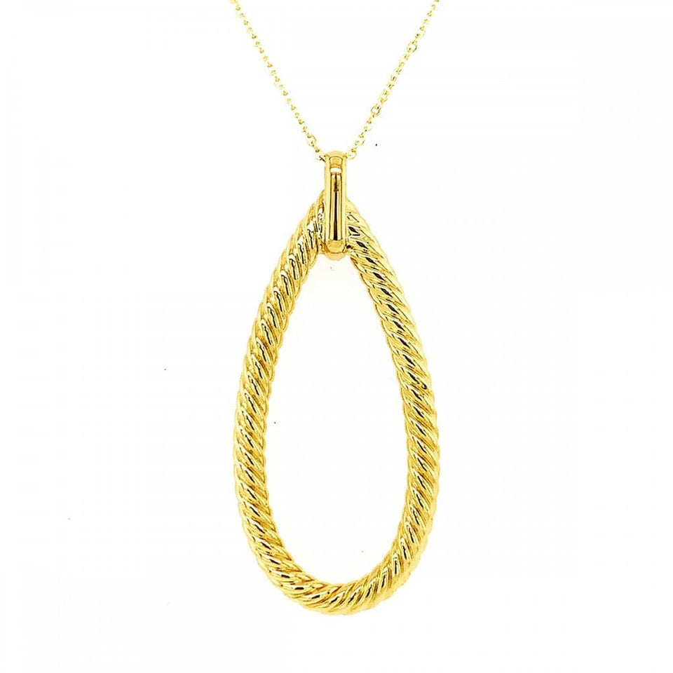 Francis & Gaye 9ct Yellow Gold Pear Shape Rope Pendant Necklace