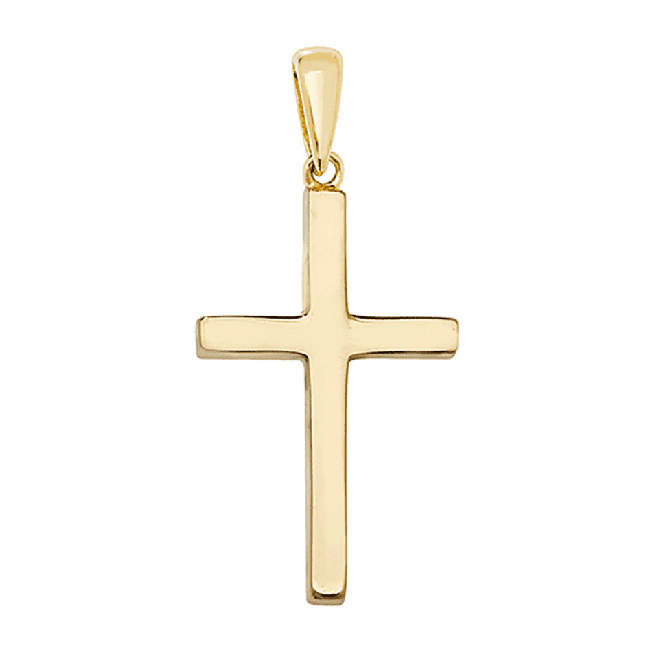 Francis & Gaye 9ct Yellow Gold Plain Solid Cross Pendant